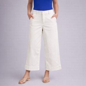 Spanx Twill Wide Leg Cropped Pants Women's Size M White 20312R